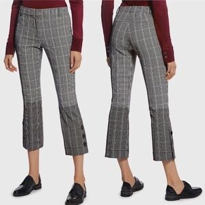 10 Crosby Derek Lam Cropped Kick Flare Two Tone Plaid Trousers Size 6
